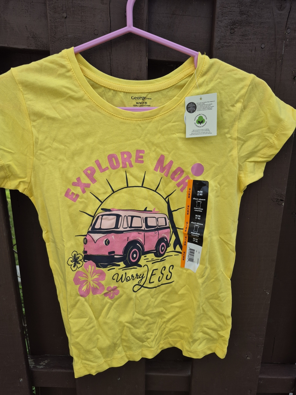 Girls Yellow Short Sleeve Cotton T-Shirt Top‎ VW Van 4-5, 6, 7-8 XS, S, M NWT